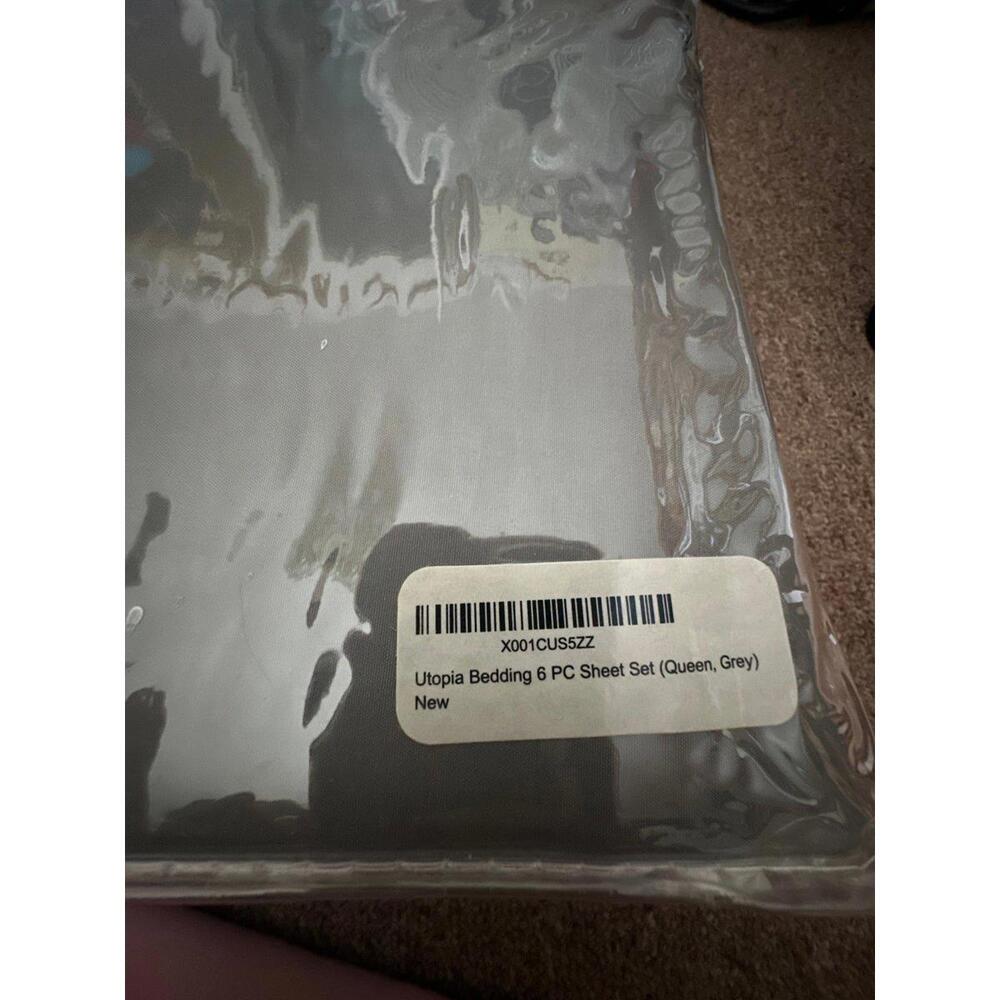 Elevate Your Bedding Experience w/ Utopia Bed Sheet Set - 6 Pieces, Sealed, Gray - Picture 3 of 3